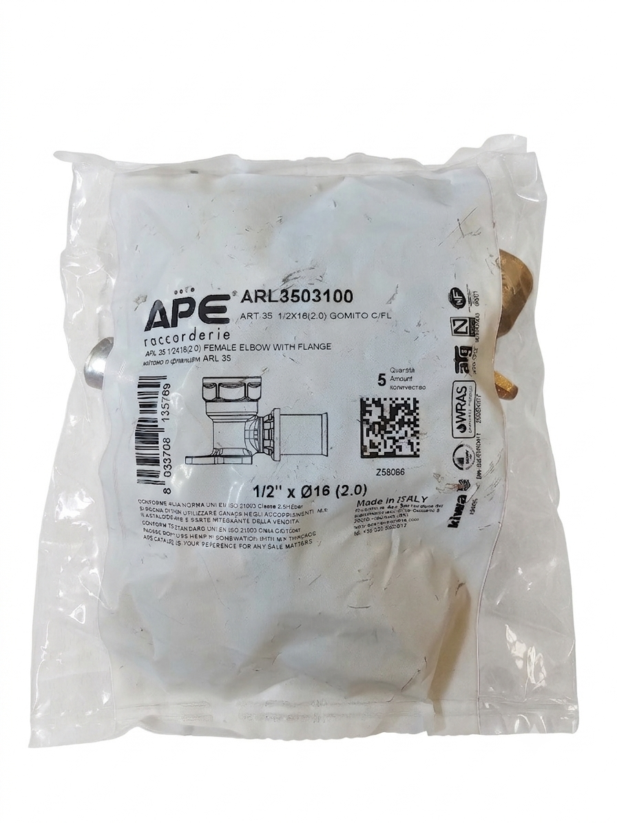 Gomito a Pressare per Tubo Multistrato Con Staffa 1/2×16 (5pz) - immagine 2