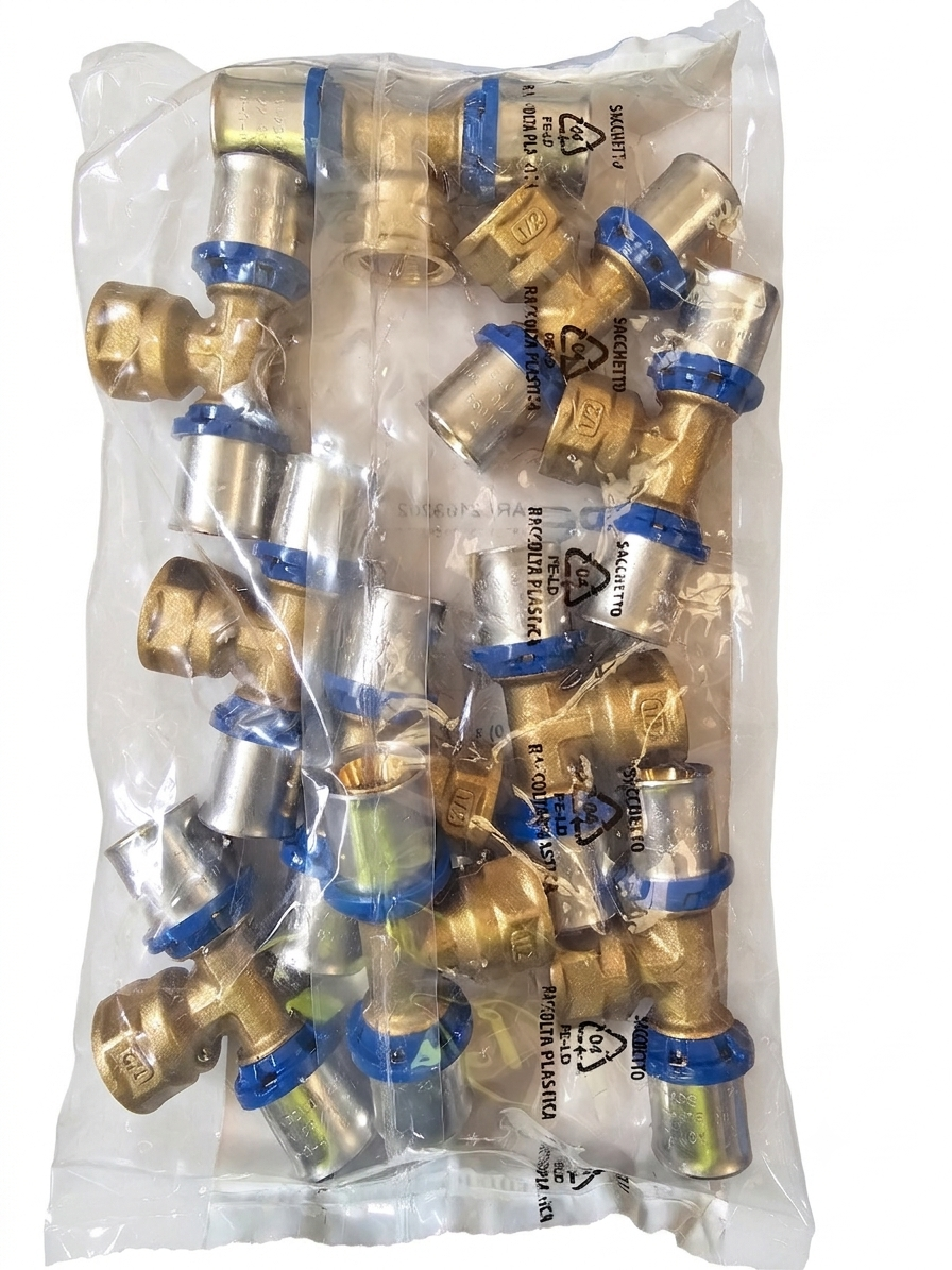 Tee a Pressare per Tubo Multistrato 1/2 x 20 (10pz)