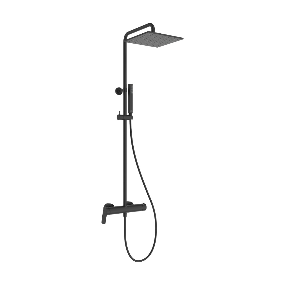 Colonna doccia Ideal Standard Ceraflow T25 M A8514XG nero seta con miscelatore soffione 25x25 cm