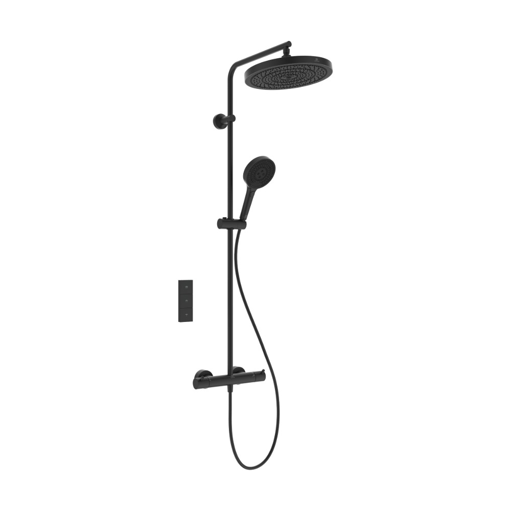 Colonna doccia termostatica Ideal Standard Ceratherm T125+ A7689XG nero seta soffione 30 cm