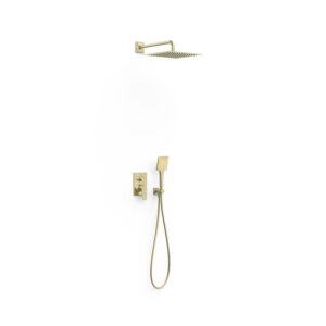 Kit doccia incasso con soffione e corpo Rapid-box Tres Project 22138004CA in finitura Cava dorato PBT®