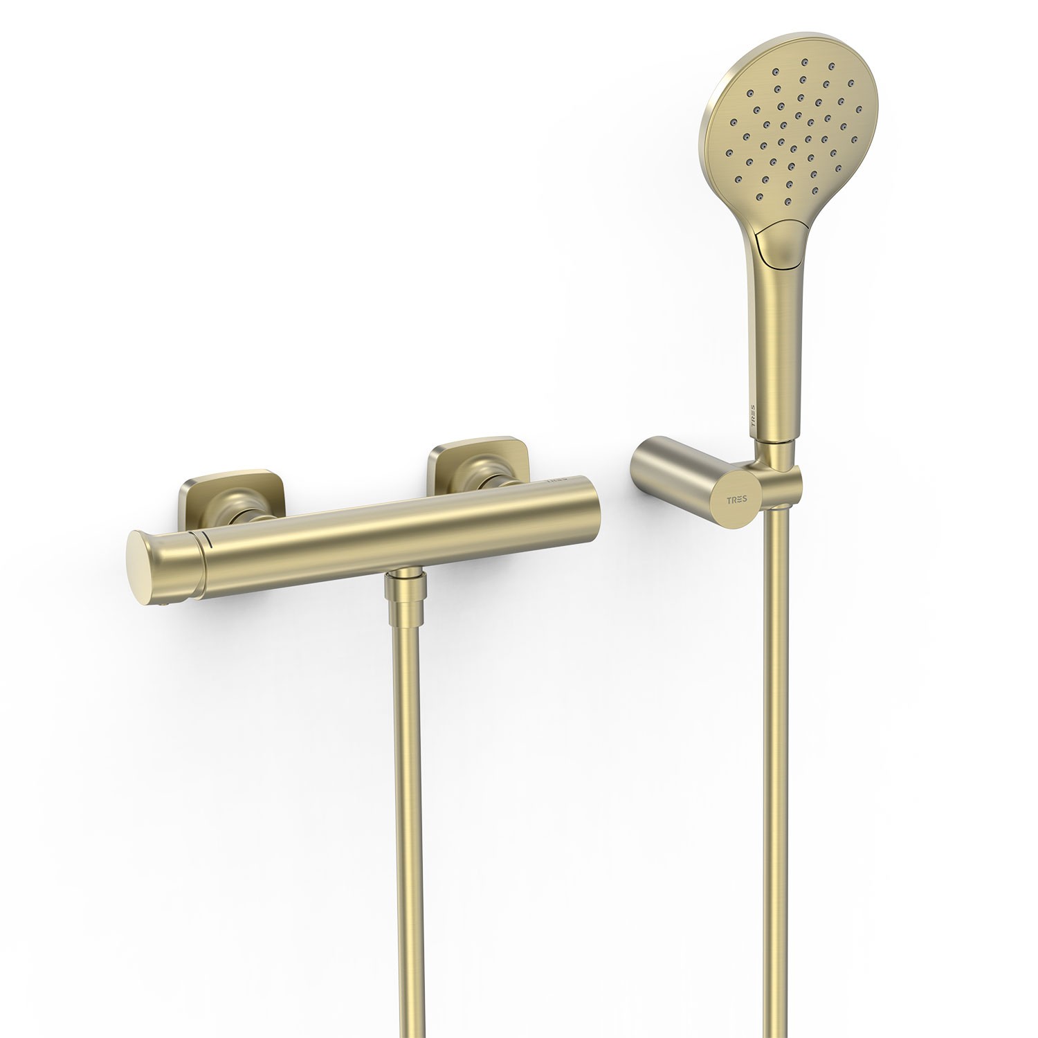 Miscelatore doccia esterno con doccino Tres Loft 22216701CA in finitura Cava dorato PBT®