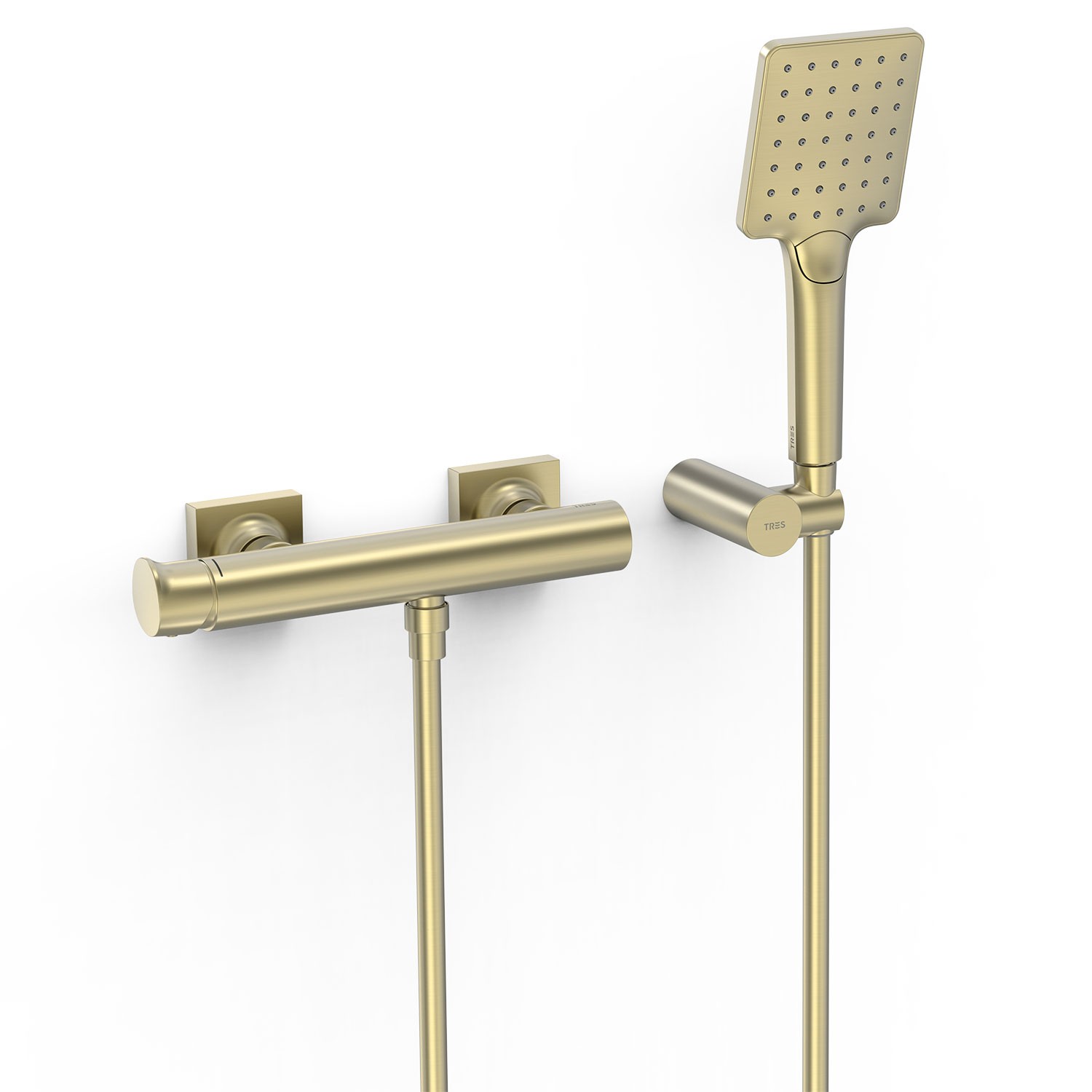 Miscelatore doccia esterno con doccino Tres Project 22116701CA in finitura Cava dorato PBT®