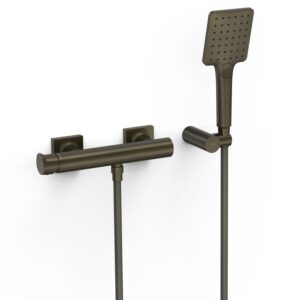 Miscelatore doccia esterno con doccino Tres Project 22116701KMB in finitura Nero bronzo PBT®