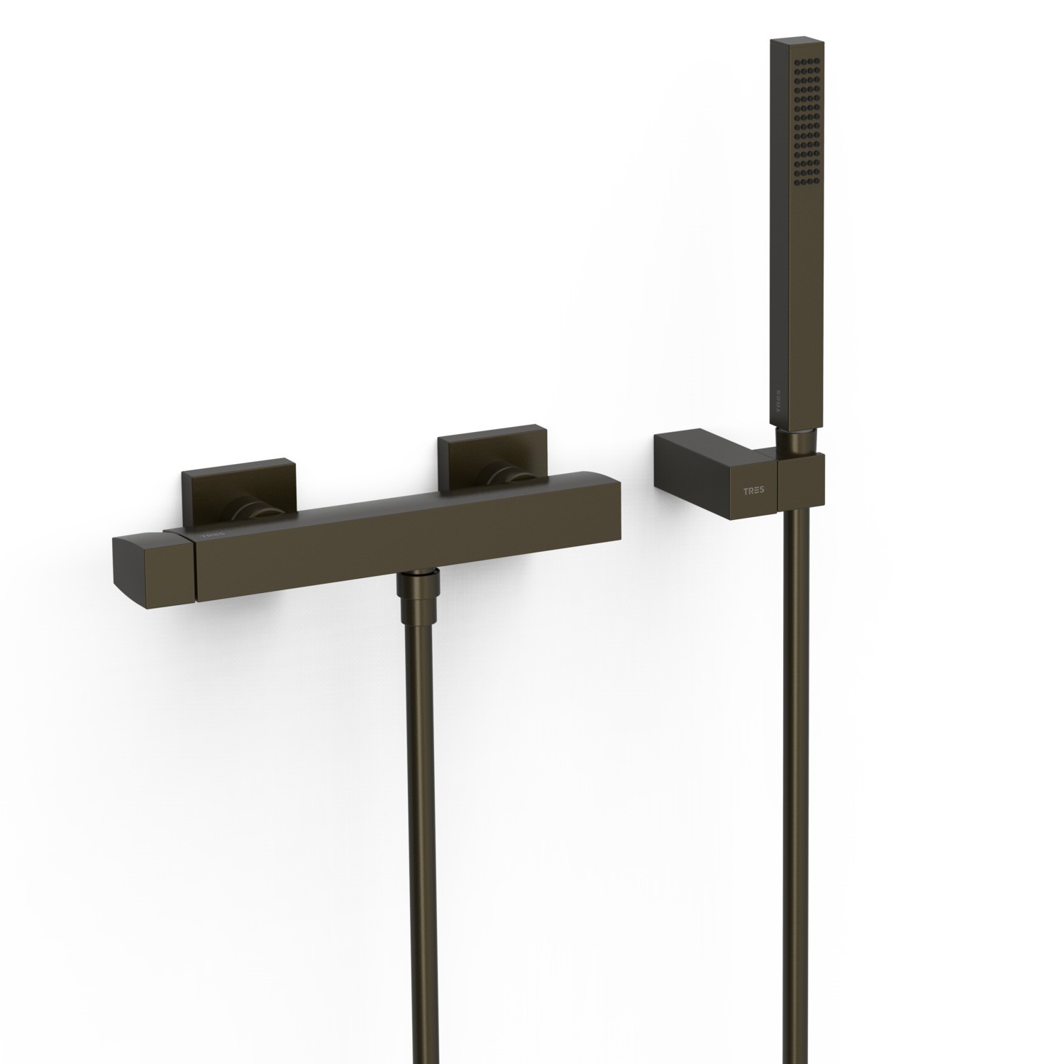 Miscelatore doccia esterno con doccino Tres Slim 20216701KMB in finitura Nero bronzo PBT®